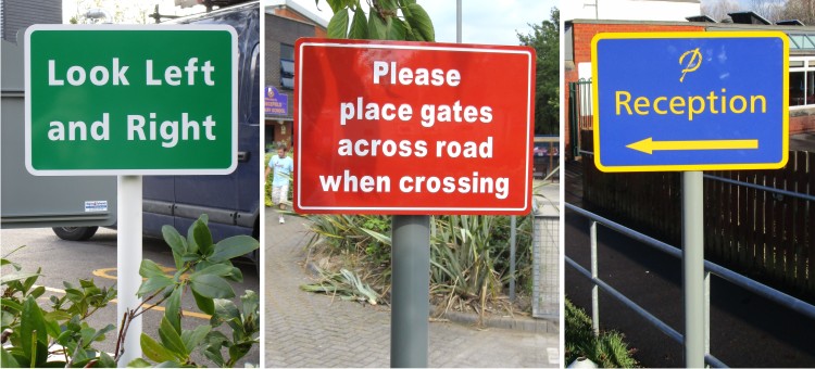 post mounted external school signs